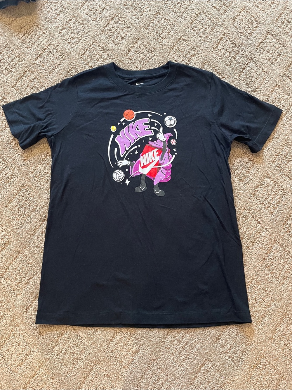 Nike Black Short-Sleeve Tee with Purple & Red Graphic